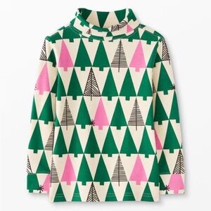 Hanna Anderson Kids Green and Pink Tree Pattern Turtleneck Size 10